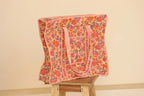 Boho Pink & Orange Quilted Cotton Tote Bag