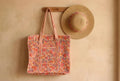 Boho Pink & Orange Quilted Cotton Tote Bag