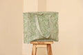 Sage Green Floral Quilted Cotton Tote Bag